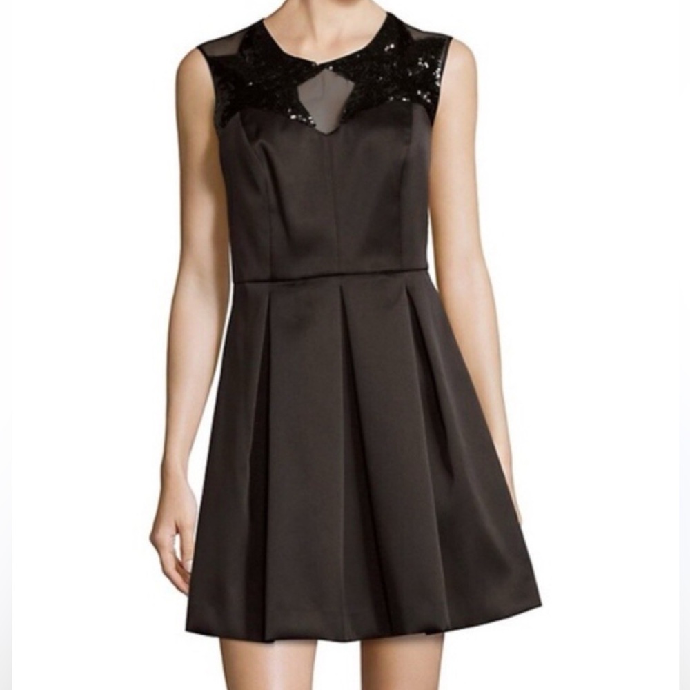 Sandro Paris Black Sequin Pleated Dress